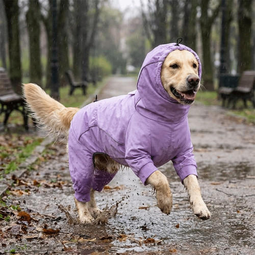Dog hooded raincoat - hooded,
